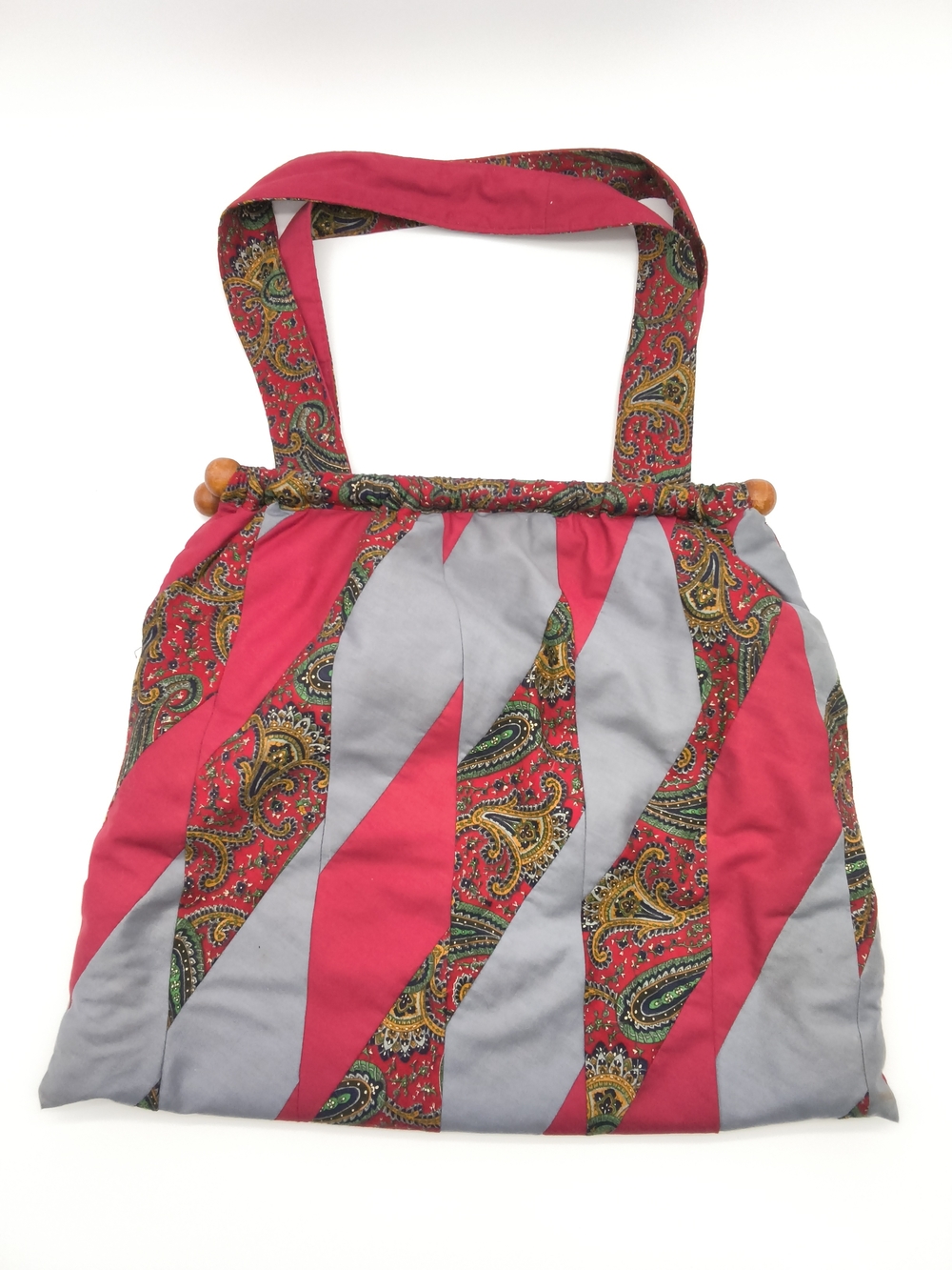 Women’s Pink & Gray Paisley Upcycled Patchwork Shoulder Bag